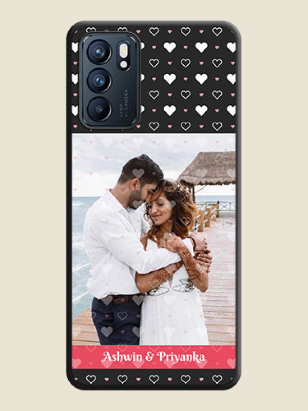 Custom White Color Love Symbols with Text Design on Photo on Space Black Soft Matte Phone Cover - Oppo Reno 6 5G