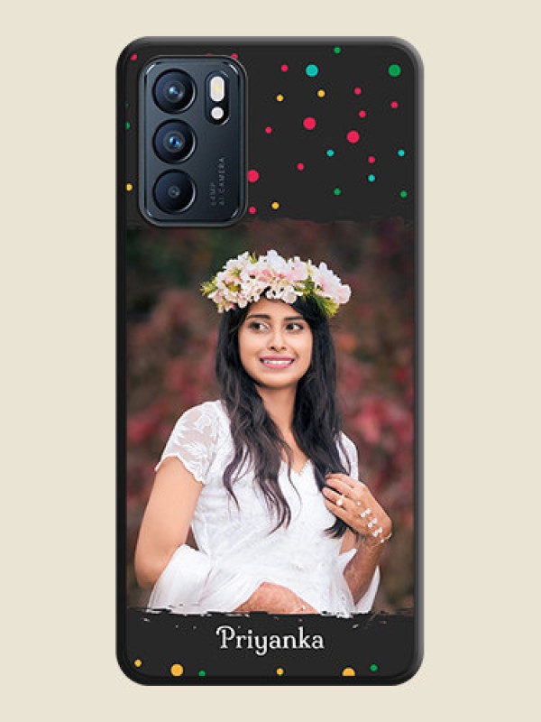 Custom Multicolor Dotted Pattern with Text on Space Black Custom Soft Matte Phone Back Cover - Oppo Reno 6 5G