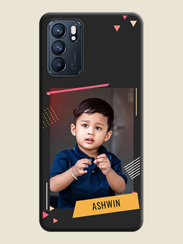 Custom Photo Frame with Triangle Small Dots on Photo on Space Black Soft Matte Back Cover - Oppo Reno 6 5G