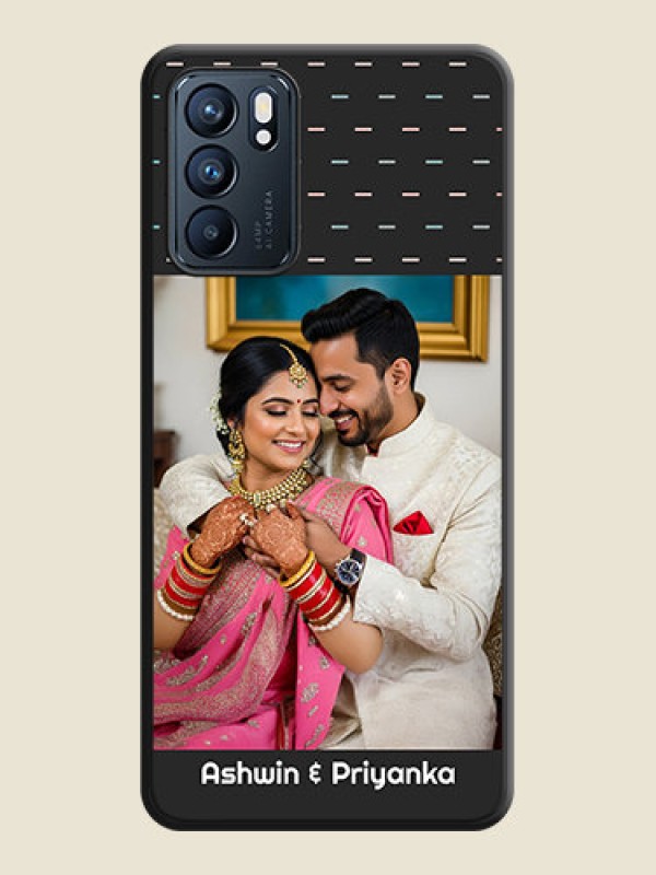 Custom Line Pattern Design with Text on Space Black Custom Soft Matte Phone Back Cover - Oppo Reno 6 5G