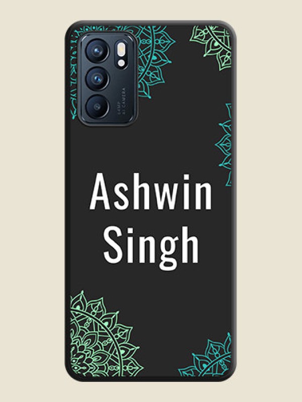 Custom Your Name with Floral Design on Space Black Custom Soft Matte Back Cover - Oppo Reno 6 5G