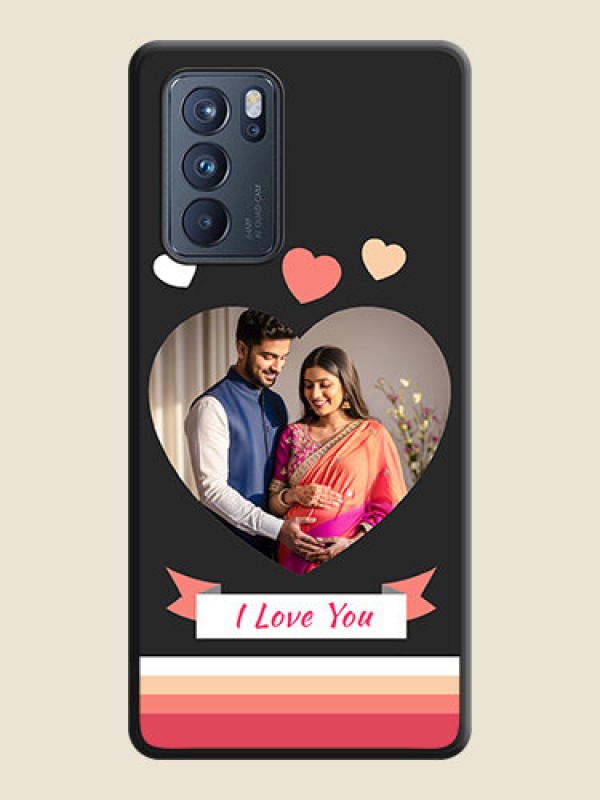 Custom Love Shaped Photo with Colorful Stripes on Personalised Space Black Soft Matte Cases - Oppo Reno 6 Pro 5G
