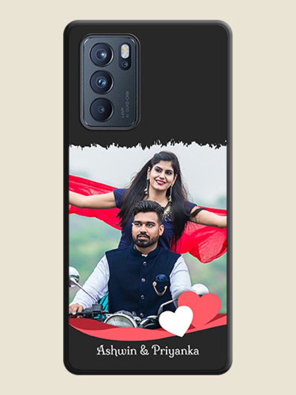 Custom Pin Color Love Shaped Ribbon Design with Text on Space Black Custom Soft Matte Phone Back Cover - Oppo Reno 6 Pro 5G