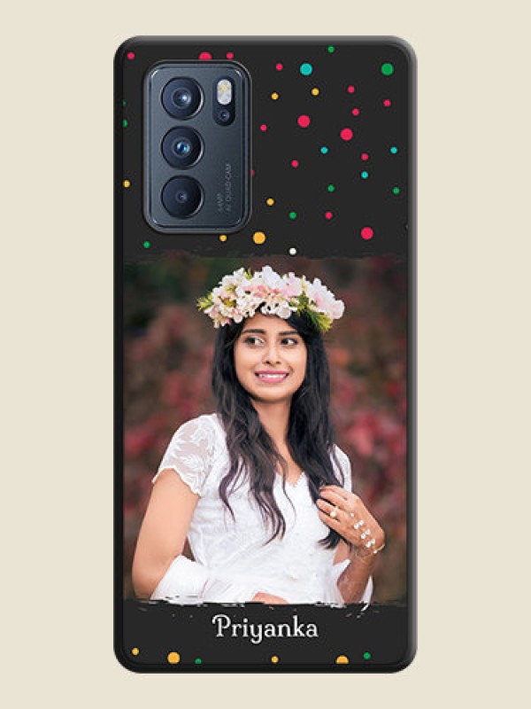 Custom Multicolor Dotted Pattern with Text on Space Black Custom Soft Matte Phone Back Cover - Oppo Reno 6 Pro 5G