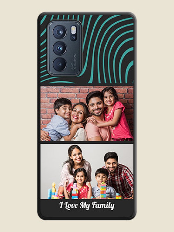 Custom Wave Pattern with 2 Image Holder on Space Black Personalized Soft Matte Phone Covers - Oppo Reno 6 Pro 5G