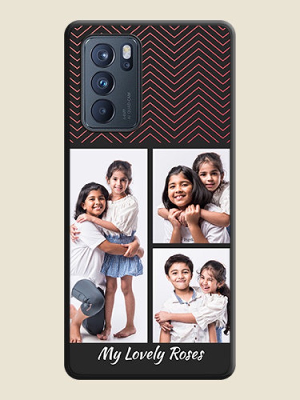 Custom Wave Pattern with 3 Image Holder on Space Black Custom Soft Matte Back Cover - Oppo Reno 6 Pro 5G