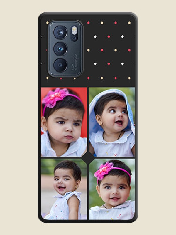 Custom Multicolor Dotted Pattern with 4 Image Holder on Space Black Custom Soft Matte Phone Cases - Oppo Reno 6 Pro 5G