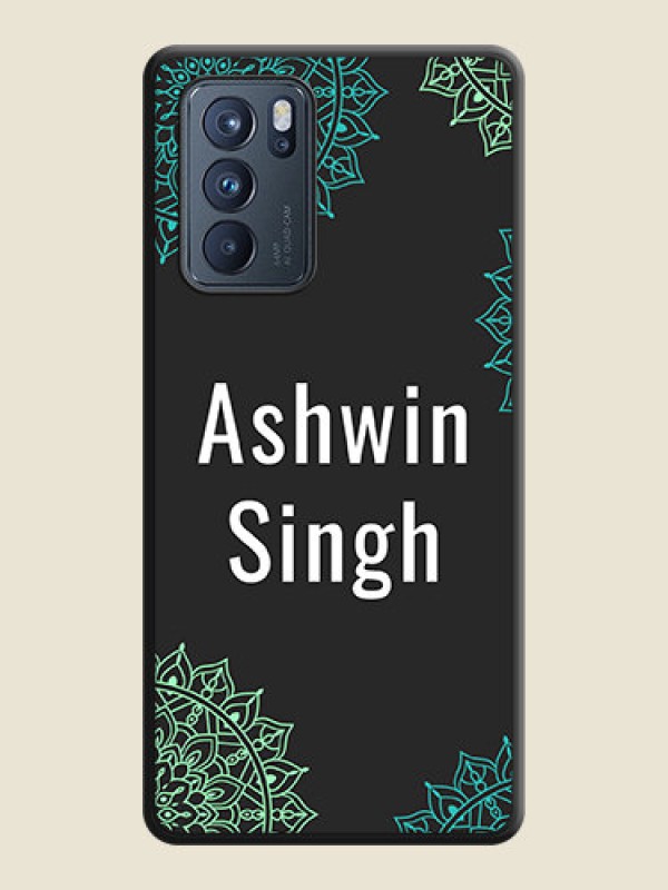 Custom Your Name with Floral Design on Space Black Custom Soft Matte Back Cover - Oppo Reno 6 Pro 5G