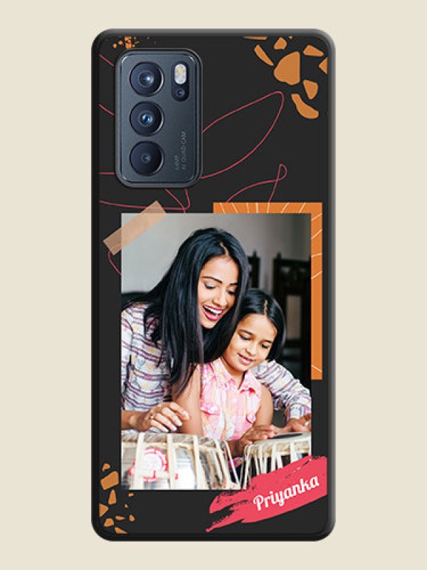 Custom Orange Photo Frame on Space Black Custom Soft Matte Phone Back Cover - Oppo Reno 6 Pro 5G