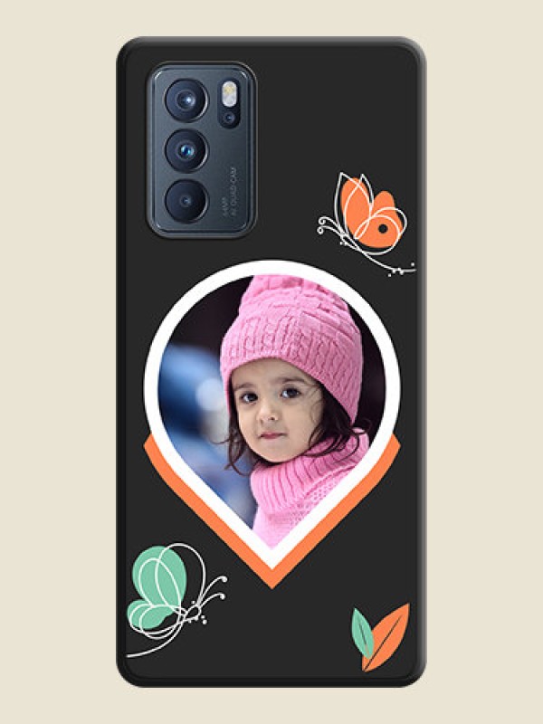 Custom Upload Pic With Simple Butterly Design On Space Black Personalized Soft Matte Phone Covers -Oppo Reno 6 Pro 5G
