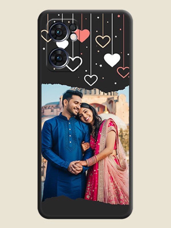 Custom Love Hangings with Splash Wave Picture on Space Black Custom Soft Matte Phone Back Cover - Oppo Reno 7 5G