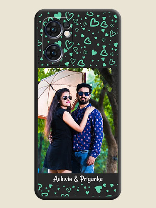 Custom Sea Green Indefinite Love Pattern on Photo on Space Black Soft Matte Mobile Cover - Oppo Reno 7 5G