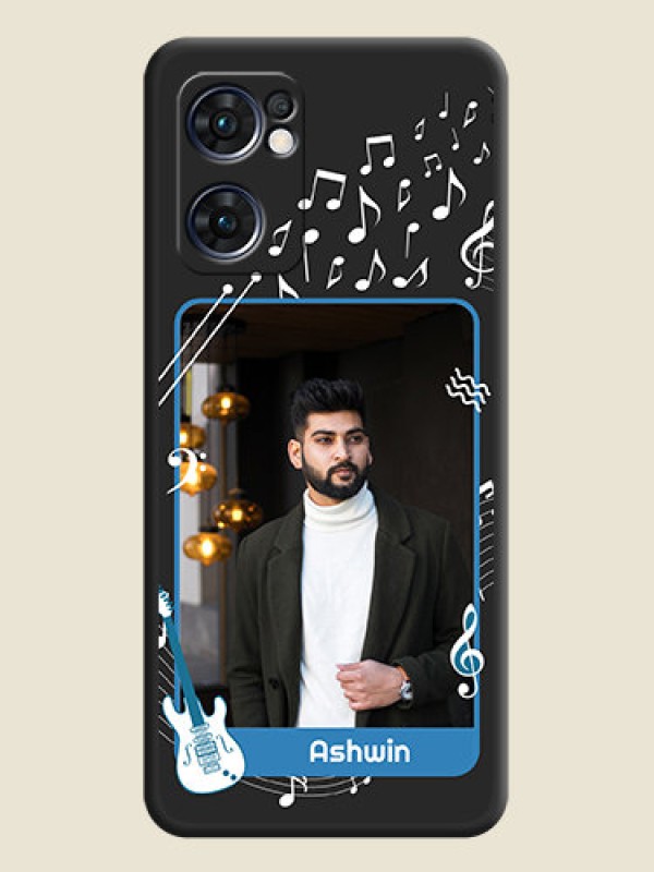 Custom Musical Theme Design with Text on Photo on Space Black Soft Matte Mobile Case - Oppo Reno 7 5G