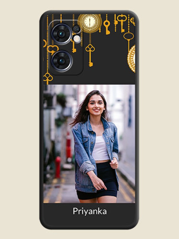 Custom Decorative Design with Text on Space Black Custom Soft Matte Back Cover - Oppo Reno 7 5G