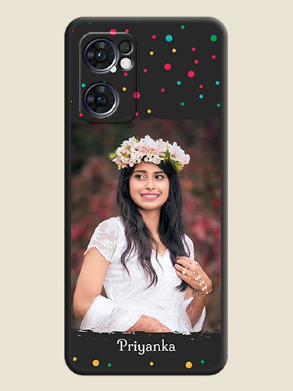 Custom Multicolor Dotted Pattern with Text on Space Black Custom Soft Matte Phone Back Cover - Oppo Reno 7 5G