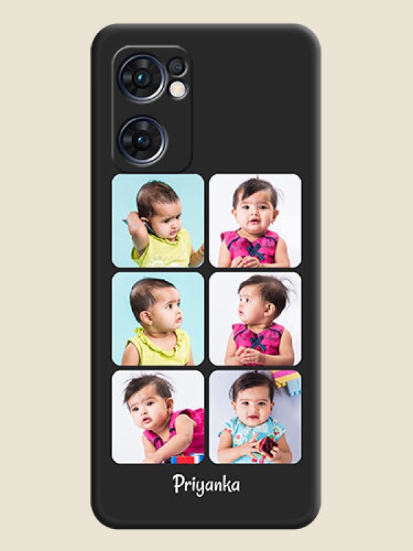 Custom Floral Art with 6 Image Holder on Photo on Space Black Soft Matte Mobile Case - Oppo Reno 7 5G