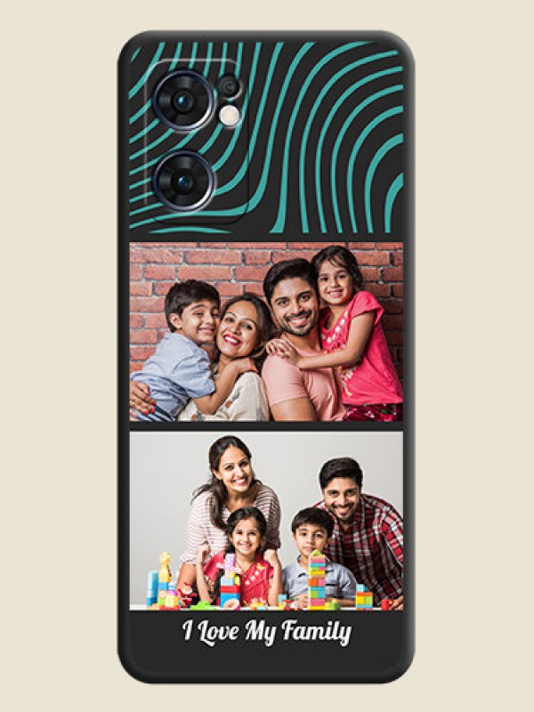 Custom Wave Pattern with 2 Image Holder on Space Black Personalized Soft Matte Phone Covers - Oppo Reno 7 5G