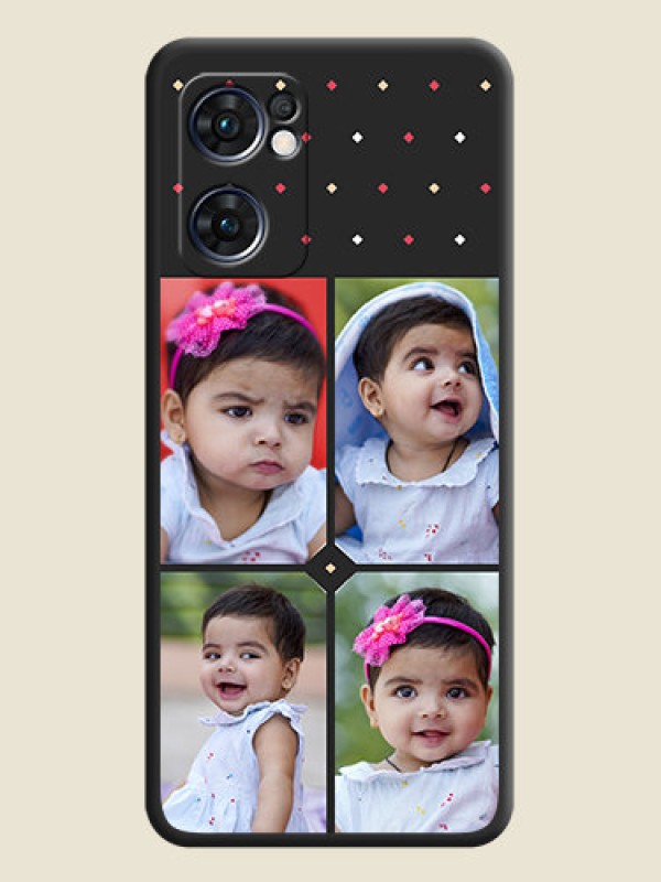 Custom Multicolor Dotted Pattern with 4 Image Holder on Space Black Custom Soft Matte Phone Cases - Oppo Reno 7 5G