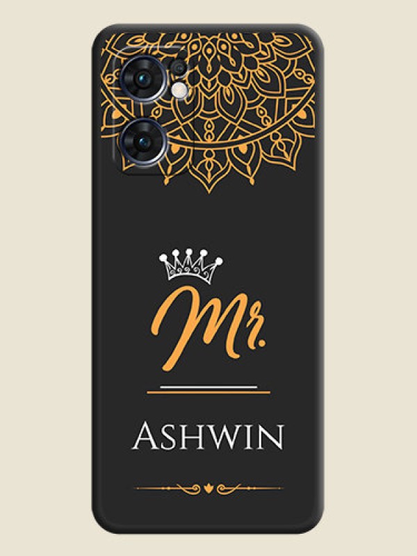 Custom Mr Name with Floral Design  on Personalised Space Black Soft Matte Cases - Oppo Reno 7 5G