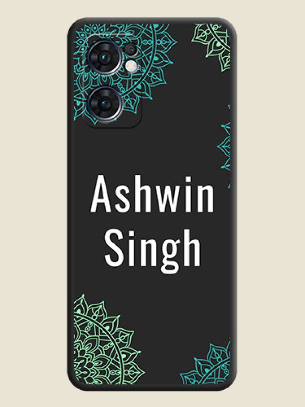 Custom Your Name with Floral Design on Space Black Custom Soft Matte Back Cover - Oppo Reno 7 5G