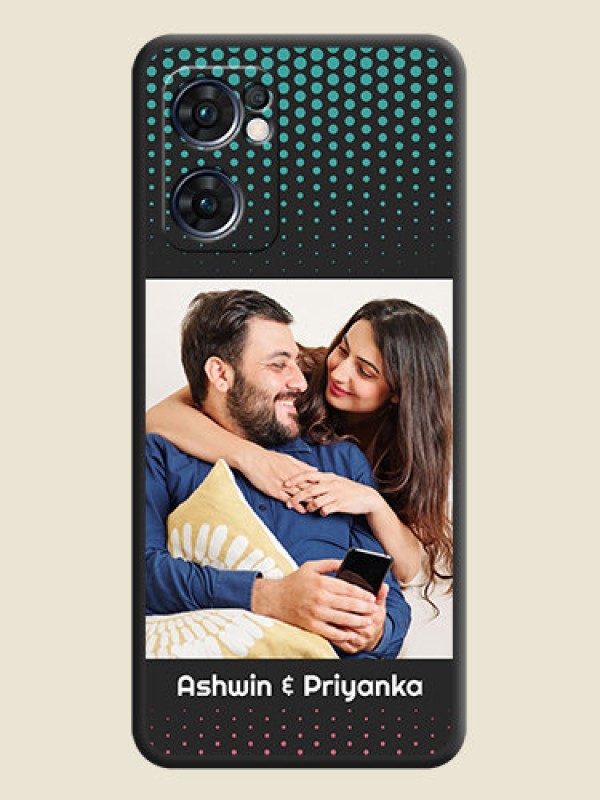 Custom Faded Dots with Grunge Photo Frame and Text on Space Black Custom Soft Matte Phone Cases - Oppo Reno 7 5G