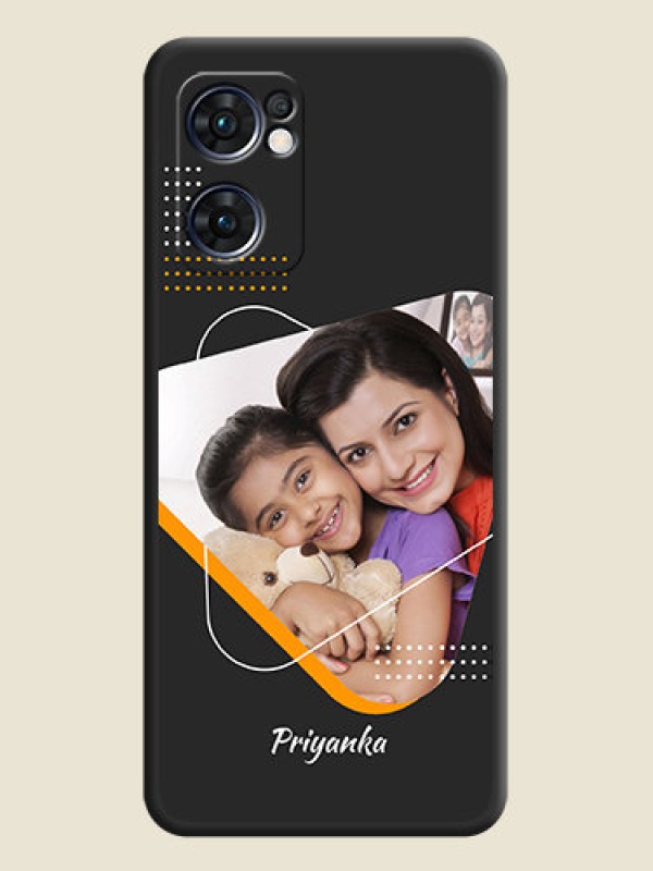 Custom Yellow Triangle on Photo on Space Black Soft Matte Phone Cover - Oppo Reno 7 5G