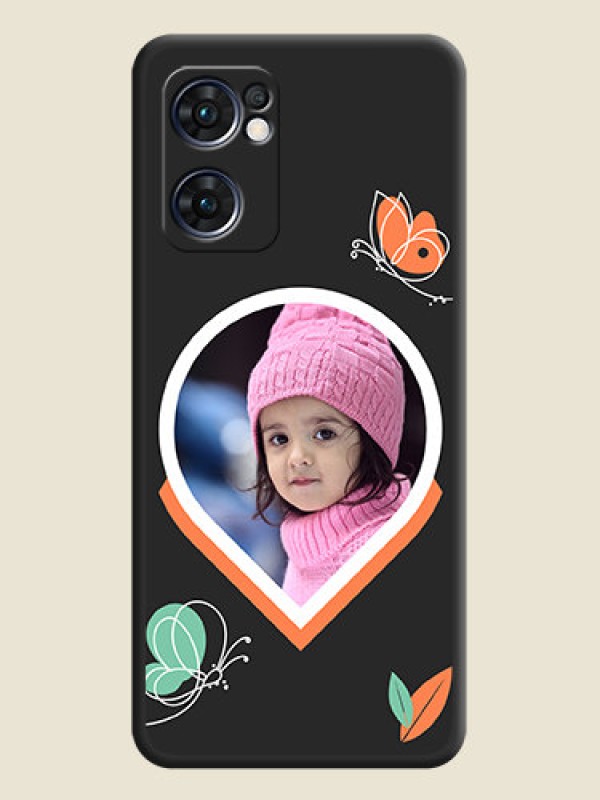 Custom Upload Pic With Simple Butterly Design On Space Black Personalized Soft Matte Phone Covers -Oppo Reno 7 5G