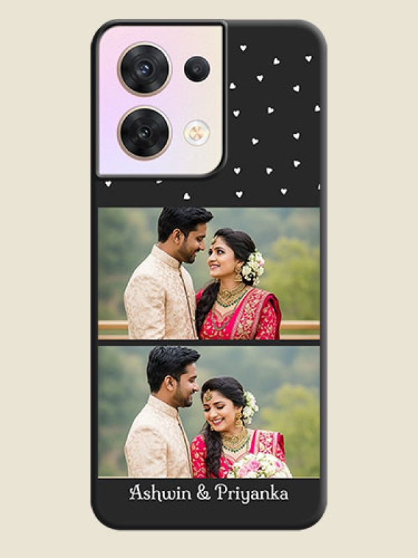 Custom Miniature Love Symbols with Name on Space Black Custom Soft Matte Back Cover - Oppo Reno 8 5G