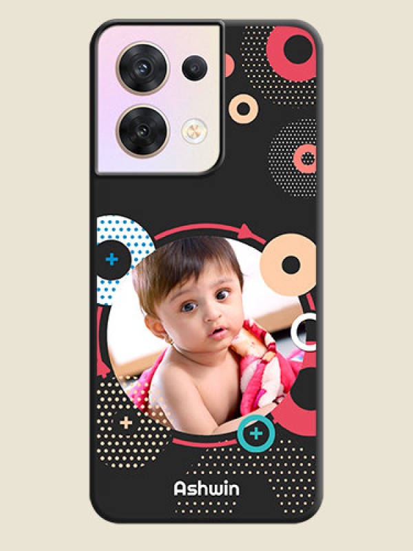 Custom Multicoloured Round Image on Personalised Space Black Soft Matte Cases - Oppo Reno 8 5G
