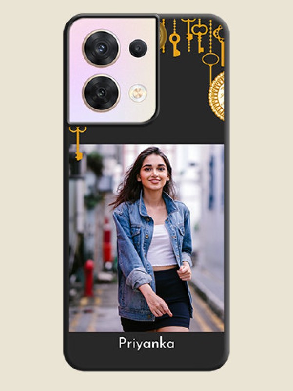 Custom Decorative Design with Text on Space Black Custom Soft Matte Back Cover - Oppo Reno 8 5G