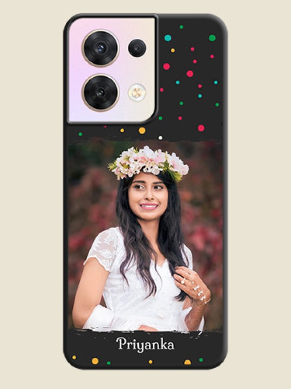 Custom Multicolor Dotted Pattern with Text on Space Black Custom Soft Matte Phone Back Cover - Oppo Reno 8 5G