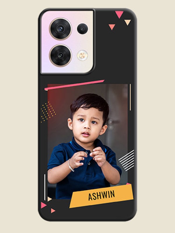 Custom Photo Frame with Triangle Small Dots on Photo on Space Black Soft Matte Back Cover - Oppo Reno 8 5G