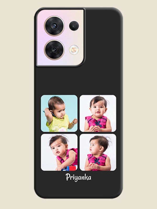 Custom Floral Art with 6 Image Holder on Photo on Space Black Soft Matte Mobile Case - Oppo Reno 8 5G