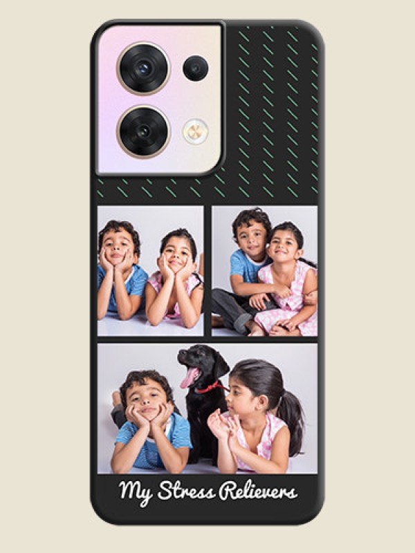 Custom Cross Dotted Pattern with 2 Image Holder  on Personalised Space Black Soft Matte Cases - Oppo Reno 8 5G