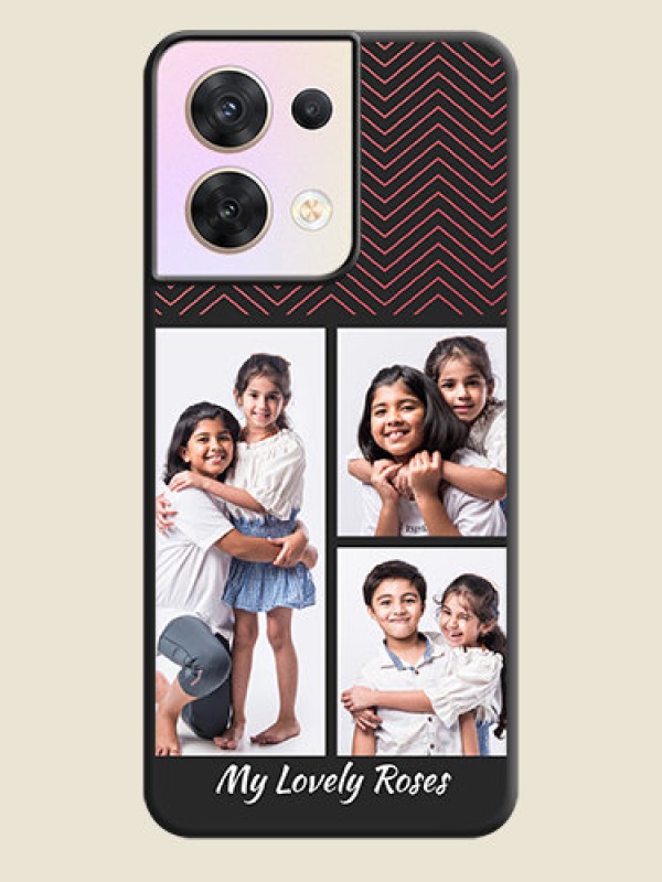 Custom Wave Pattern with 3 Image Holder on Space Black Custom Soft Matte Back Cover - Oppo Reno 8 5G