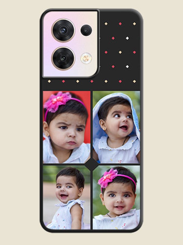 Custom Multicolor Dotted Pattern with 4 Image Holder on Space Black Custom Soft Matte Phone Cases - Oppo Reno 8 5G