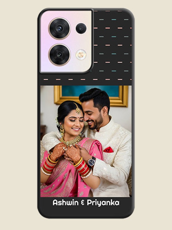 Custom Line Pattern Design with Text on Space Black Custom Soft Matte Phone Back Cover - Oppo Reno 8 5G