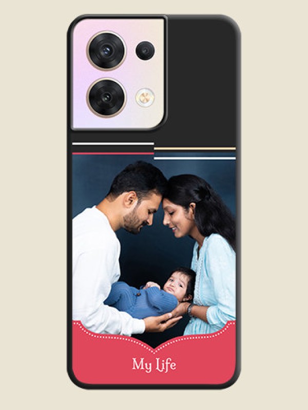 Custom Classic Plain Design with Name on Photo on Space Black Soft Matte Phone Cover - Oppo Reno 8 5G