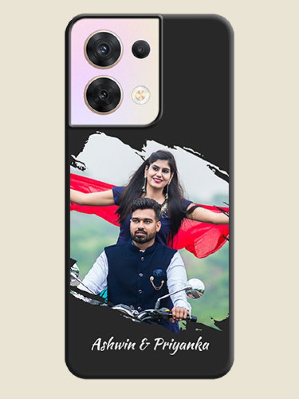 Custom Grunge Brush Strokes on Photo on Space Black Soft Matte Back Cover - Oppo Reno 8 5G