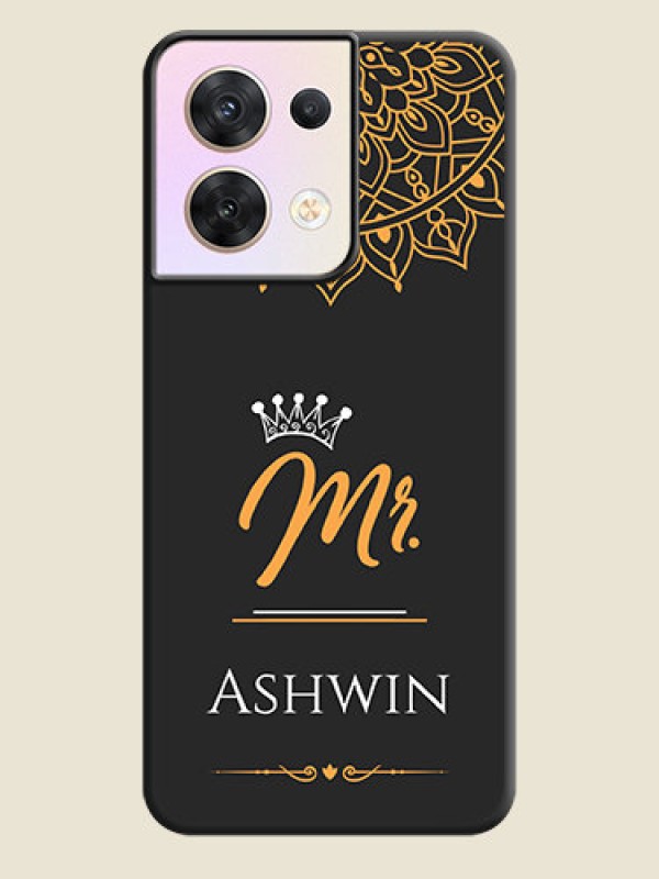 Custom Mr Name with Floral Design  on Personalised Space Black Soft Matte Cases - Oppo Reno 8 5G
