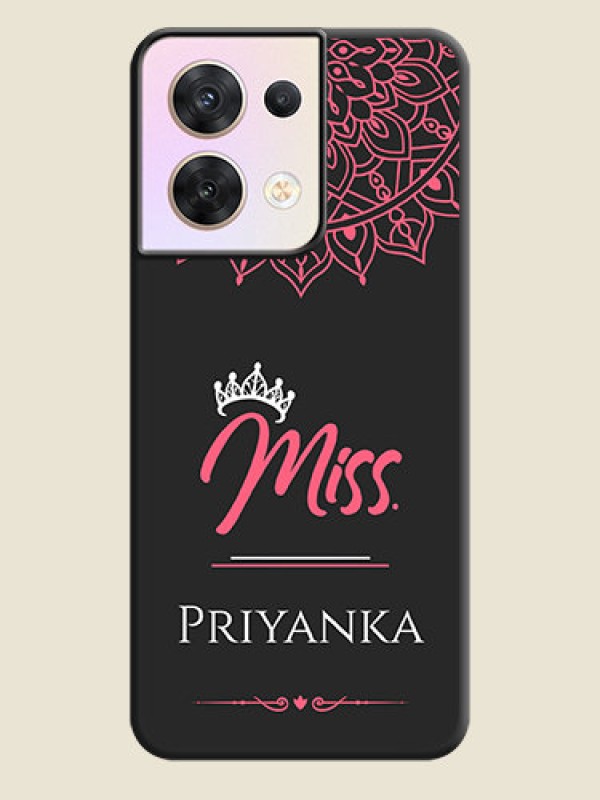 Custom Mrs Name with Floral Design on Space Black Personalized Soft Matte Phone Covers - Oppo Reno 8 5G