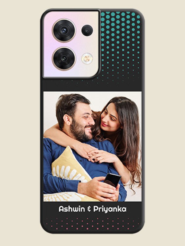 Custom Faded Dots with Grunge Photo Frame and Text on Space Black Custom Soft Matte Phone Cases - Oppo Reno 8 5G