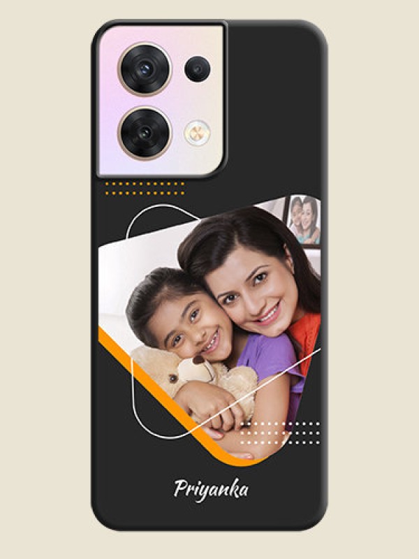 Custom Yellow Triangle on Photo on Space Black Soft Matte Phone Cover - Oppo Reno 8 5G