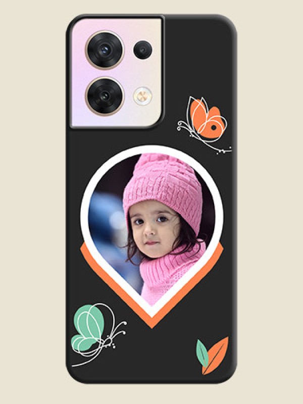 Custom Upload Pic With Simple Butterly Design On Space Black Personalized Soft Matte Phone Covers -Oppo Reno 8 5G