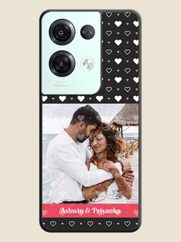 Custom White Color Love Symbols with Text Design on Photo on Space Black Soft Matte Phone Cover - Oppo Reno 8 Pro 5G