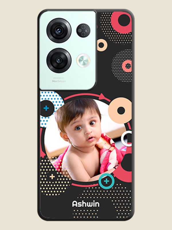 Custom Multicoloured Round Image on Personalised Space Black Soft Matte Cases - Oppo Reno 8 Pro 5G