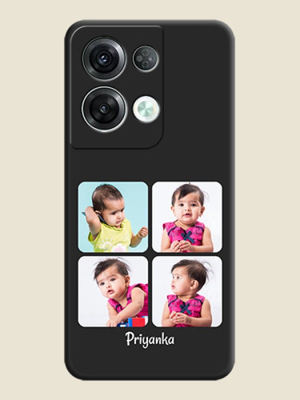 Custom Floral Art with 6 Image Holder on Photo on Space Black Soft Matte Mobile Case - Oppo Reno 8 Pro 5G
