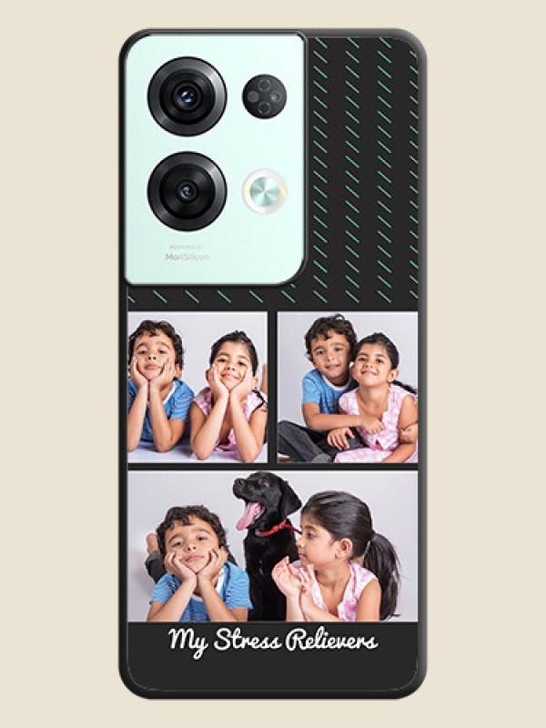 Custom Cross Dotted Pattern with 2 Image Holder  on Personalised Space Black Soft Matte Cases - Oppo Reno 8 Pro 5G
