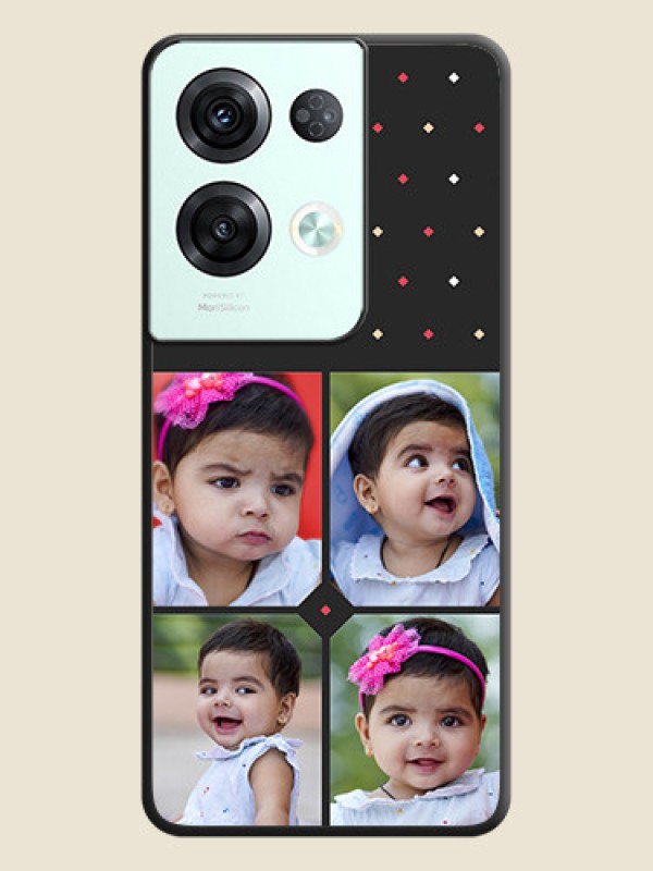 Custom Multicolor Dotted Pattern with 4 Image Holder on Space Black Custom Soft Matte Phone Cases - Oppo Reno 8 Pro 5G