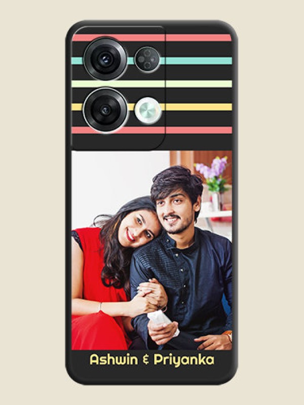 Custom Color Stripes with Photo and Text on Photo on Space Black Soft Matte Mobile Case - Oppo Reno 8 Pro 5G
